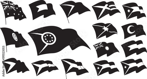 Collection of various flags from around the world displayed