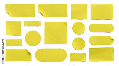 Tableau sur toile collection of yellow sticky notes and paper scraps on a transparent background, perfect for design and communication concepts