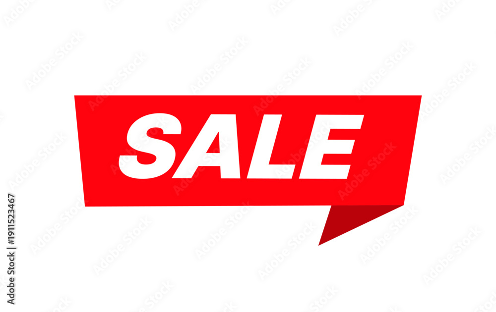 Fototapeta premium Red sale banner label for discounts and promotions, clean and eye catching vector design suitable for advertising, retail marketing, online shops, social media, posters, flyers, and commercial layouts