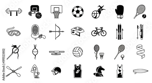 Sports Icon Collection: A meticulously curated collection of sports icons, each representing a unique sporting activity, is artfully displayed.