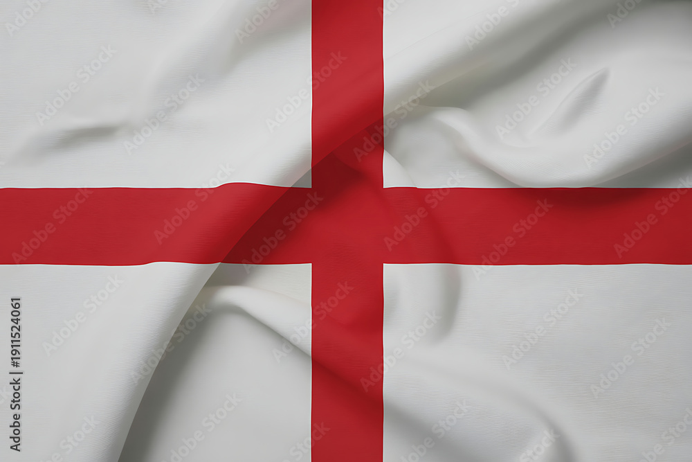 Fototapeta premium Waving Flag of England on Soft Fabric Background