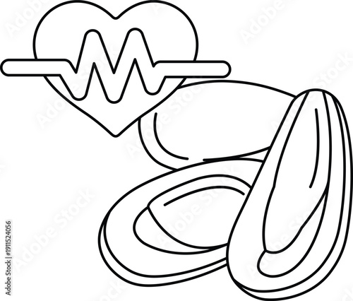 A heart is shown with a line that looks like an ECG