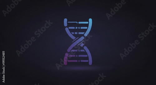 Dna double helix structure with purple and blue gradient on dark background symbolizing genetics and biotechnology
