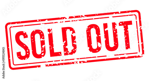 Red rubber stamp with Sold out text in grunge style, round double border design, distressed vector typography isolated on transparent background for product status, retail notices, ecommerce labels