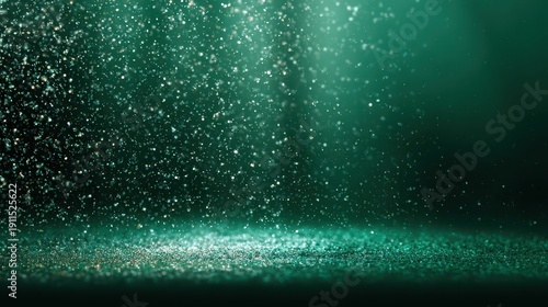 Emerald Green Abstract Background with Soft Sparkling Bokeh