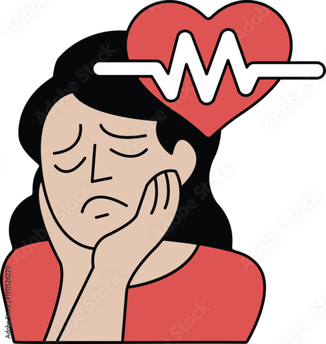 A woman is shown with a sad expression on her face