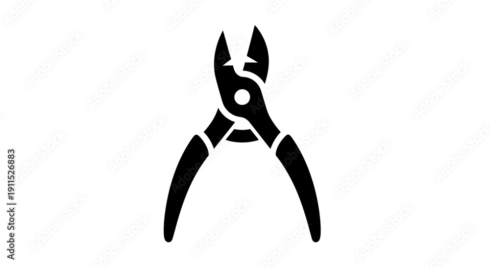 Fototapeta premium This bold black silhouette icon represents a plier tool commonly used in construction, repair, mechanical work, and electrical maintenance. The simple high-contrast design ensures visibility and adapt