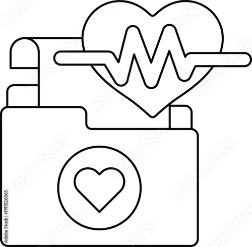A folder with a heart on it and a line of ECG