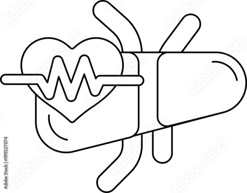 A heart with a line through it and a line through the heart