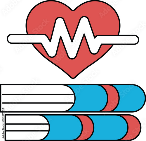 A heart with a line through it and the letters P and B on top of it