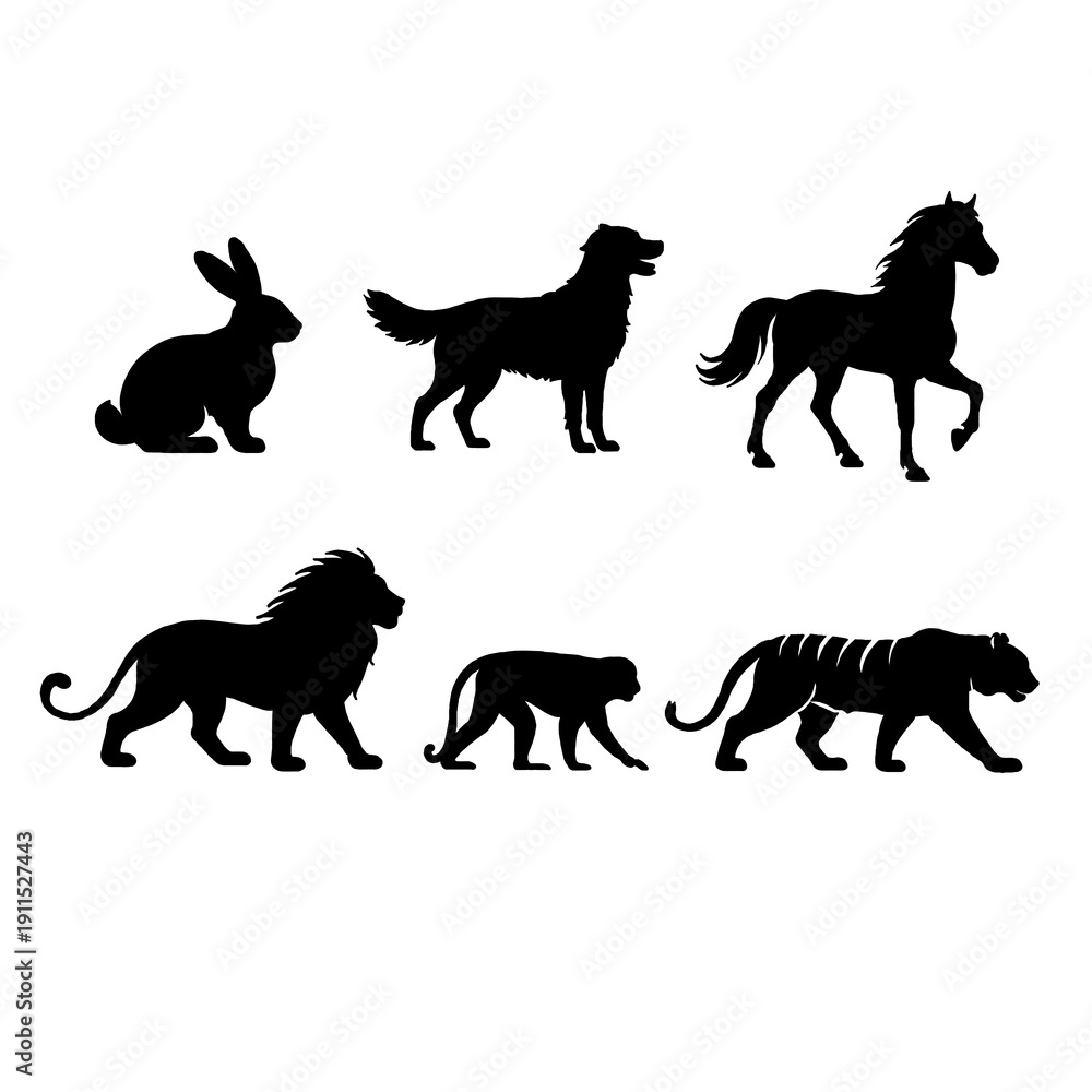 Fototapeta premium silhouettes of animals