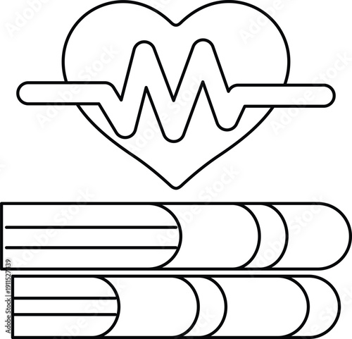 A heart with a line through it and the letters P and B on top of it