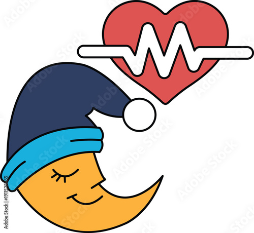 A cartoon of a person sleeping with a heart on top of their head