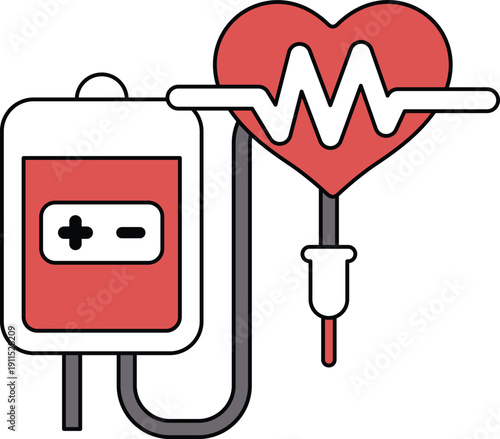 A black and white drawing of a heart and a blood pressure monitor