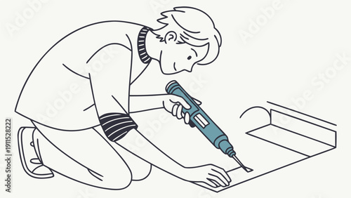 Craftsman at Work: A skilled individual meticulously focused, using a precision tool to create with dedication, capturing the essence of expertise and craftsmanship.