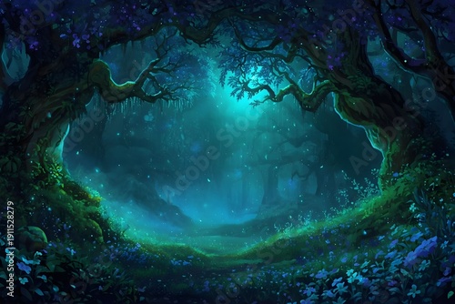 Wallpaper Mural Deep Enchanted Night Forest Fantasy Background Torontodigital.ca
