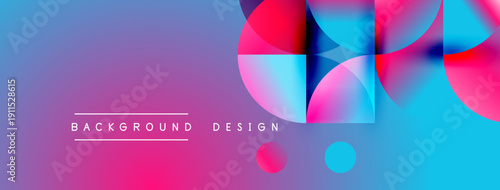Abstract vibrant background. Overlapping circles create dynamic visual effect. Gradient colors blend smoothly, modern design element.