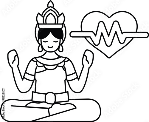 A woman is sitting cross legged with her hands on her knees