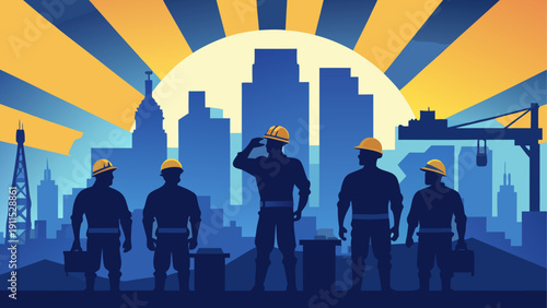 Silhouettes of people walking through a futuristic illuminated corridor