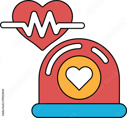 A heart is surrounded by a circle with a line through it