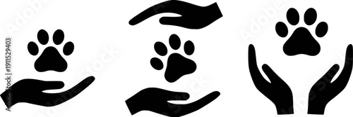 Of hands holding and protecting paw prints, symbolizing animal care and welfare