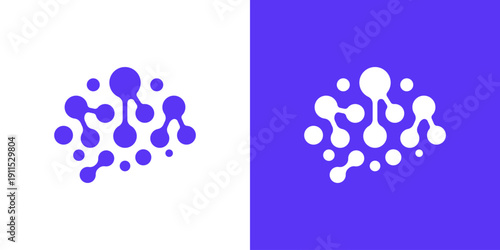 Dual meaning logo combining a brain and connected dots, symbolizing intelligence, neural networks, data integration, and innovative digital or AI-driven solutions.