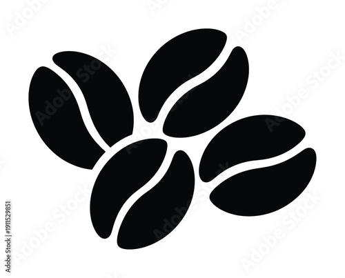 Simple Black and White Icon of Four Coffee Beans