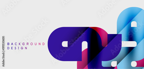 Abstract shapes overlap, creating vibrant color gradients. Minimalist design with text indicating background element. Modern aesthetic.