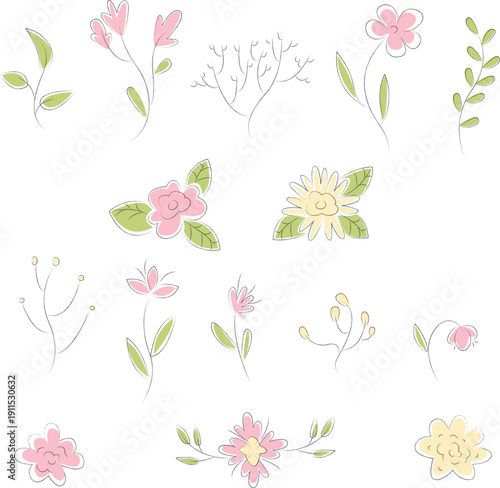 seamless pattern with pink flowers