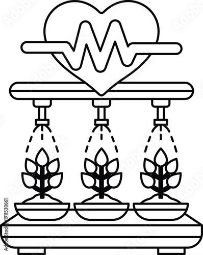 A heart is shown with three water sprays coming out of it