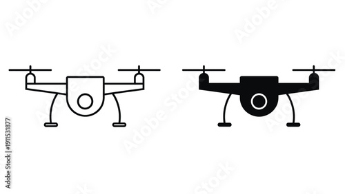 Drone icons vector illustration with black and white design
