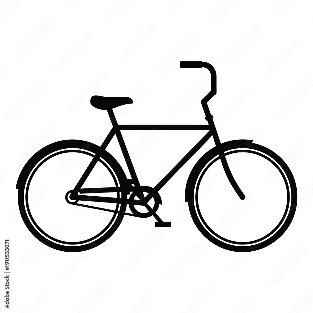 Obraz premium Black bicycle silhouette on white background simple design bike icon icon