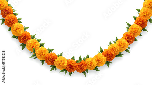Marigold garland arc border for indian festivals