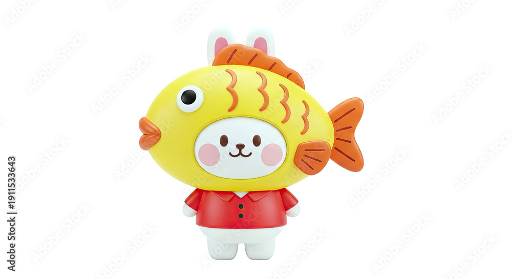 Obraz premium Cute Character in Fish Costume with Rabbit Ears