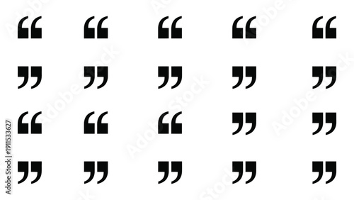An array of various quotation marks displayed in a grid format Vector