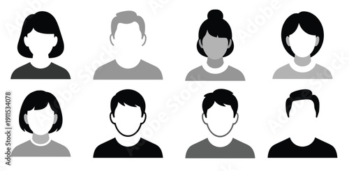  simple black and gray silhouette icons of people avatars user 