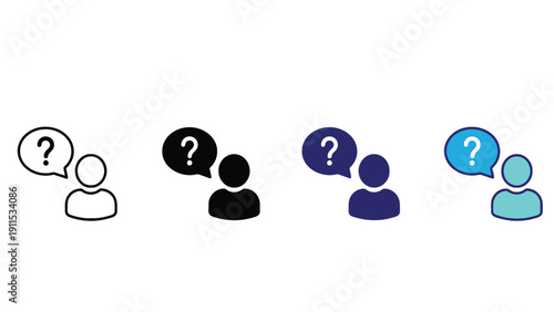 People icons with question marks in speech bubbles illustration