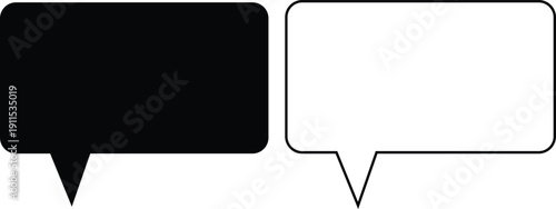 Speech and thought bubble icon set in flat and outline style, chat dialogue, comic talk balloons collection, black monochrome vector illustration isolated on transparent background