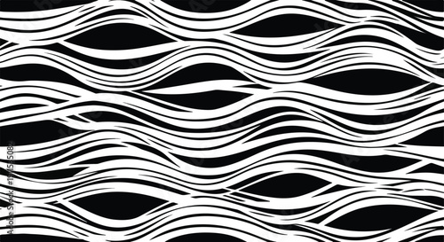 Bild auf Leinwand Abstract black and white pattern resembling flowing water or waves