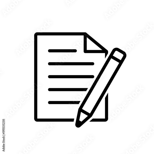 シンプルな紙と鉛筆のベクターアイコン