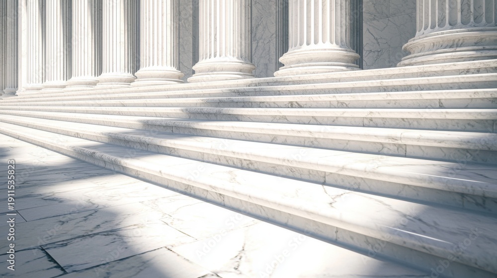 Naklejka premium Marble Steps and Columns in Classic Architectural Setting