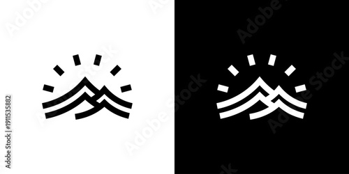 Dual meaning logo combining mountain and sun elements, symbolizing strength, optimism, growth, new beginnings, and a bright vision toward higher goals.