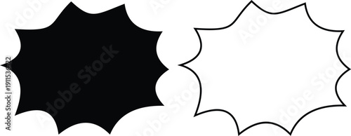 Speech and thought bubble icon set in flat and outline style, chat dialogue, comic talk balloons collection, black monochrome vector illustration isolated on transparent background