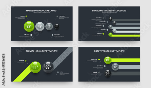 Medical Proposal Four Five Two Three Element Chart Frame Layout Vector Illustration Set. Science Overview 4 5 2 3 Option Infographic Slideshow Template Collection.