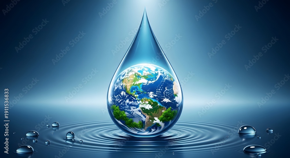 Fototapeta premium World water day conservation earth globe in a drop