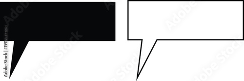 Speech and thought bubble icon set in flat and outline style, chat dialogue, comic talk balloons collection, black monochrome vector illustration isolated on transparent background