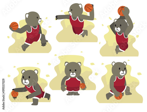 Basketball Cartoon Character Cougar Poses
