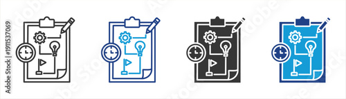 Action plan icon set multiple style collection	