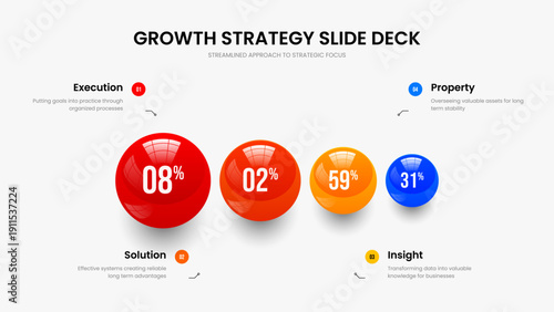 Service Performance Four Step Infographic Slide Template. Professional Growth 4 Element Diagram Presentation Design. Modern Review Frame Layout Vector Illustration.