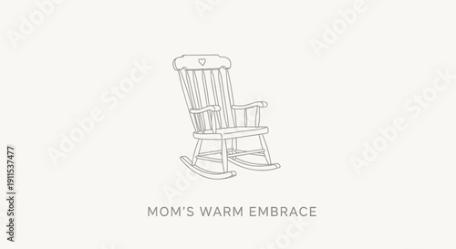 Vector illustration of a rocking chair with text Mom's warm embrace
